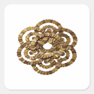 Pegatina Cuadrada Monedas de oro plateadas geniales en impresión de