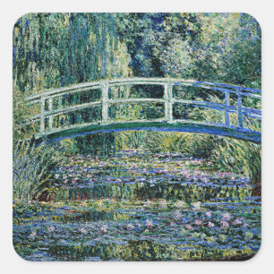 Pegatina Cuadrada Monet - Campo de amapola en Argenteuil
