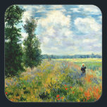 Pegatina Cuadrada Monet - Campo de la amapola, Argenteuil<br><div class="desc">Claude Monet 1875 pintura,  Poppy Field,  Argenteuil,  best seller</div>