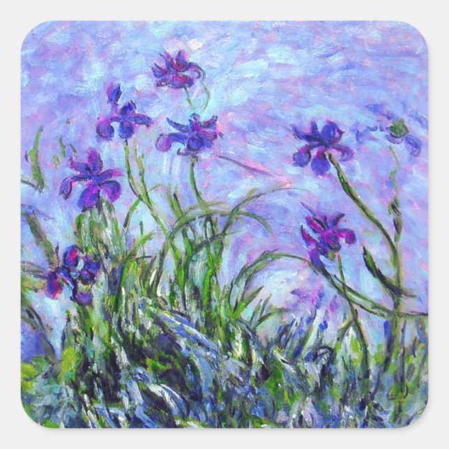 Pegatina Cuadrada Monet Lilac Irises (Anverso)