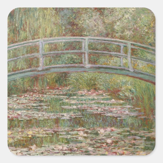 Pegatina Cuadrada Monet Puente Japonés Francés Giverney (Anverso)