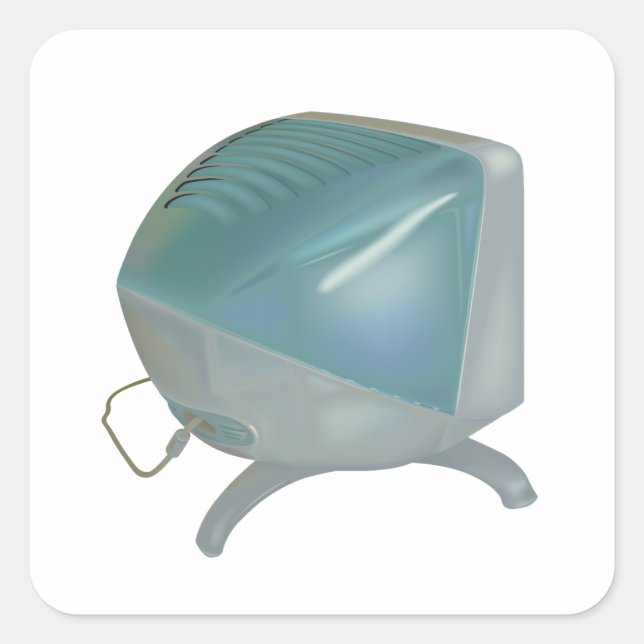 Pegatina Cuadrada Monitor CRT antiguo (Anverso)