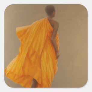 Pegatina Cuadrada Monje joven Sri Lanka 2010