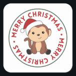 Pegatina Cuadrada Monkey Christmas Snow Winter Animals Monkeys Squar<br><div class="desc">The monkey for Christmas with fairy lights. Funny animals with gifts and snow for the holidays. Also funny for christmas in July. Monkeys are cute animals and perfect for Christmas.</div>