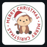 Pegatina Cuadrada Monkey Christmas Snow Winter Animals Monkeys Squar<br><div class="desc">The monkey for Christmas with fairy lights. Funny animals with gifts and snow for the holidays. Also funny for christmas in July. Monkeys are cute animals and perfect for Christmas.</div>