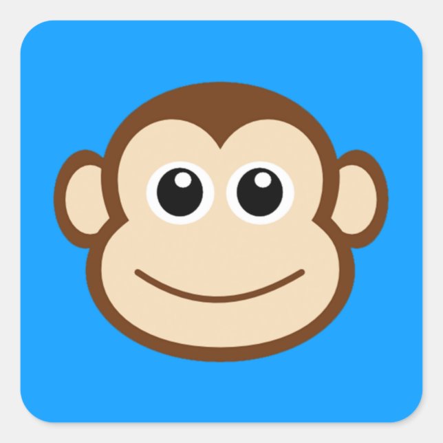 Pegatina Cuadrada Monkey Face Personalizado (Anverso)