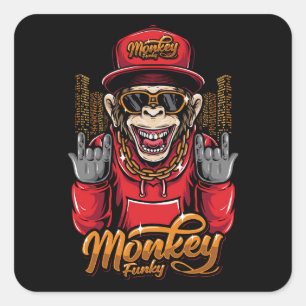 Pegatina Cuadrada Monkey funky