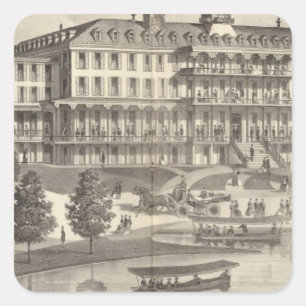 Pegatina Cuadrada Monmouth House, Spring Lake Beach, Nueva Jersey