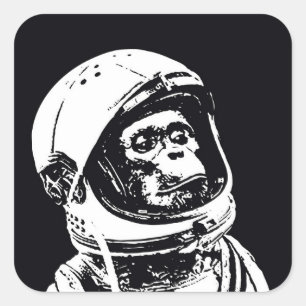 Pegatina Cuadrada Mono astronauta