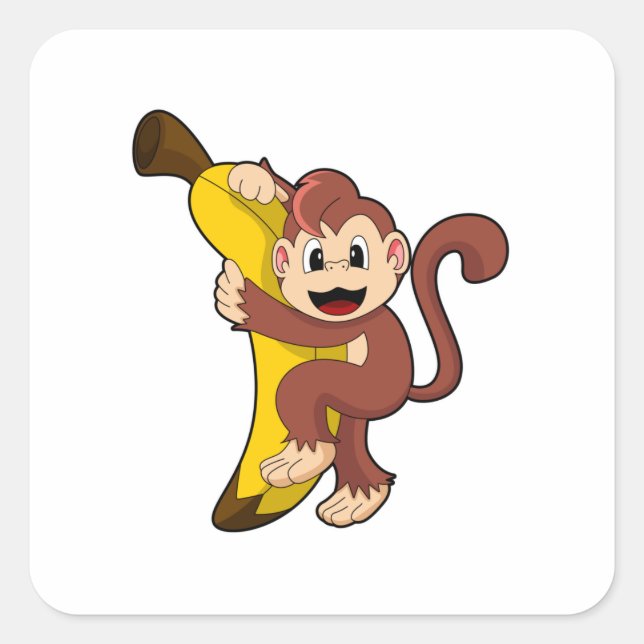 Pegatina Cuadrada Mono con banana (1).PNG (Anverso)