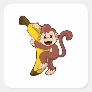 Pegatina Cuadrada Mono con banana (1).PNG