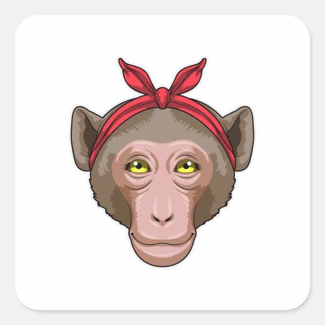 Pegatina Cuadrada Mono con Bandana (Anverso)