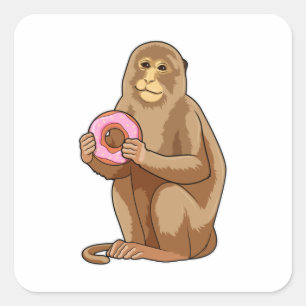 Pegatina Cuadrada Mono con donut