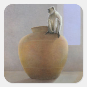 Pegatina Cuadrada Mono del templo