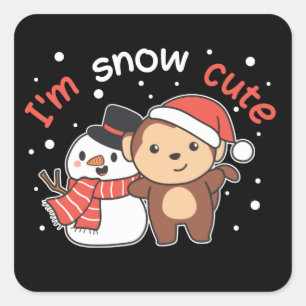 Pegatina Cuadrada Mono Que Te Amo Nieve Mucho Snowman Pun Square Sti