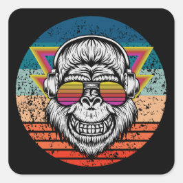 Pegatina Cuadrada Mono retro