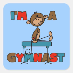 Pegatina Cuadrada Mono Soy un Gimnasta
