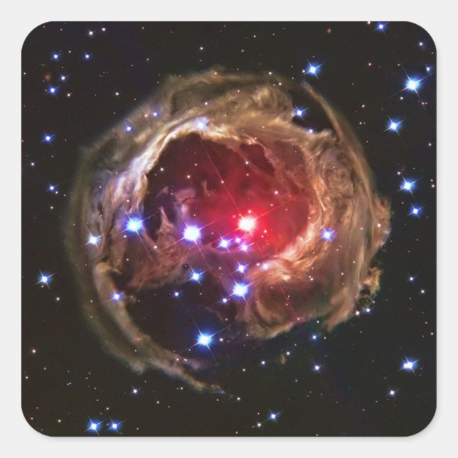 Pegatina Cuadrada Monocerotis de la Estrella Supergigante Roja V838 (Anverso)