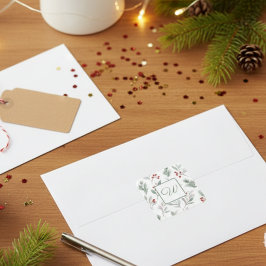 Pegatina Cuadrada Monogram Winter Botanical Paper