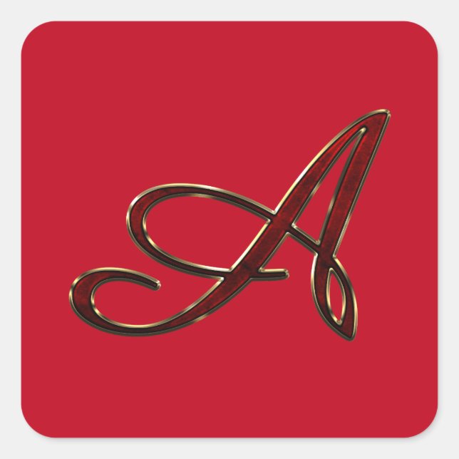 Pegatina Cuadrada Monograma A de guión (Anverso)