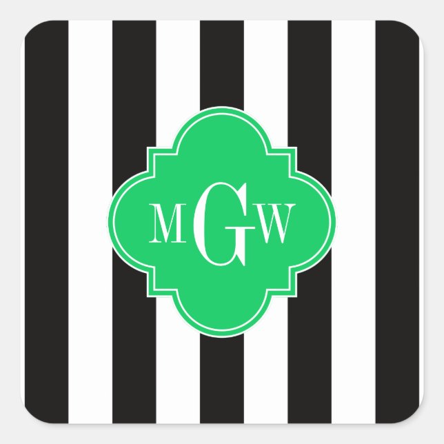 Pegatina Cuadrada Monograma Black Whelpe Emerald Square 3 (Anverso)