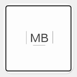 Pegatina Cuadrada Monograma blanco negro simple profesional