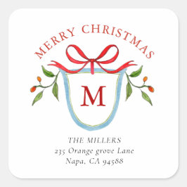 Pegatina Cuadrada Monograma Citrus Escudo con dirección