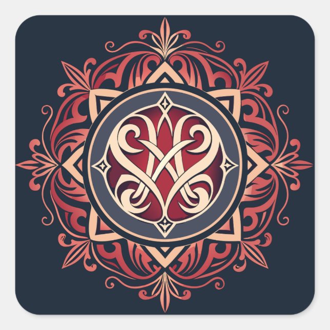 Pegatina Cuadrada Monograma clásico (Anverso)