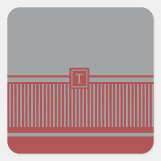 Pegatina Cuadrada Monograma clásico a rayas