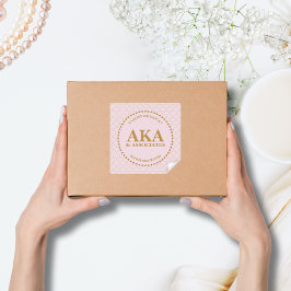 Pegatina Cuadrada Monograma comercial elegante Gold Trellis