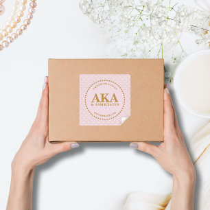 Pegatina Cuadrada Monograma comercial elegante Gold Trellis