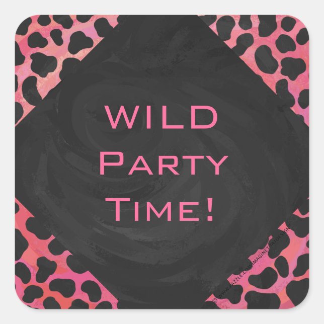 Pegatina Cuadrada Monograma dálmata negro y rojo (Anverso)