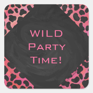 Pegatina Cuadrada Monograma dálmata negro y rojo