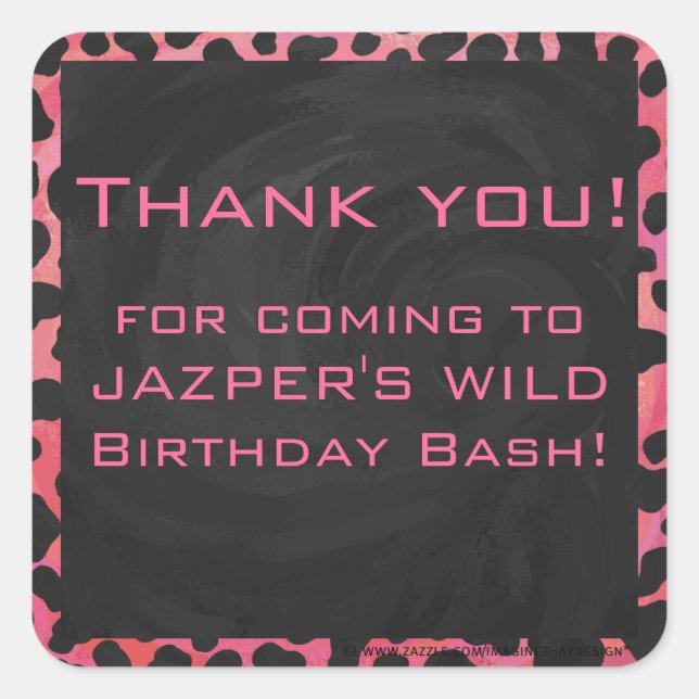 Pegatina Cuadrada Monograma dálmata negro y rojo (Anverso)