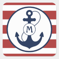 Monograma de ancla náutica roja