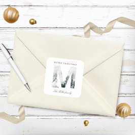 Pegatina Cuadrada Monograma de Animales del Bosque de las Montañas N