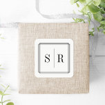 Pegatina Cuadrada Monograma de Boda blanco y negro<br><div class="desc">Los clásicos y elegantes pegatinas de monograma de boda son perfectos para sellar sus sobres de invitación,  favores y más. Moda y diseño simple presenta sus iniciales,  monograma o duograma enmarcados por un borde geométrico delgado en negro clásico. Diseñado para coordinar con nuestra colección de bodas eternos.</div>