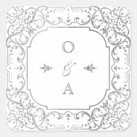 Monograma de boda vintage plateado elegante orname