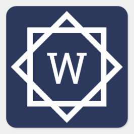 Pegatina Cuadrada Monograma de borde gráfico preppy