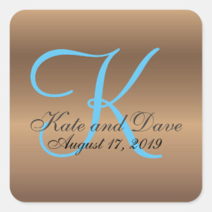 Pegatina Cuadrada Monograma de bronce 🔑 Pecado elegante