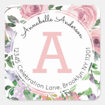 Monograma de color floral rosa Rubor giratorio mod