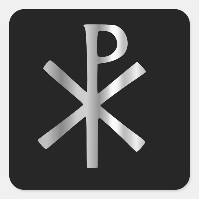 Pegatina Cuadrada Monograma de Cristo - chi rho (Anverso)
