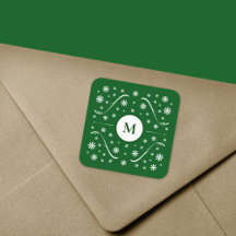 Monograma de energía de flor verde esmeralda