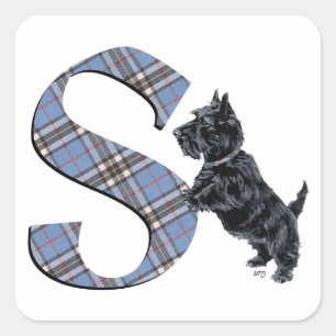 Pegatina Cuadrada Monograma de Escocia Terrier S