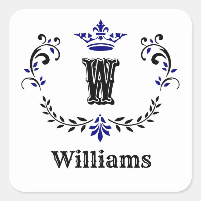 Pegatina Cuadrada Monograma de la corona "W" (Anverso)