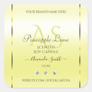 Pegatina Cuadrada Monograma de las joyas de las etiquetas de los pro