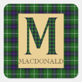 Pegatina Cuadrada Monograma de MacDonald Tartan M