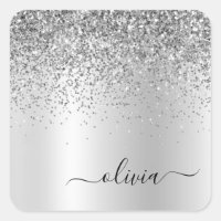 Monograma de metal con brillo plateado Nombre Glam