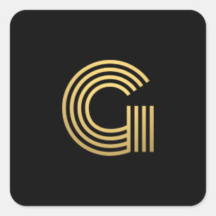 Pegatina Cuadrada Monograma de oro moderno