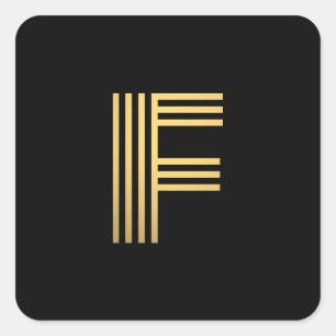 Pegatina Cuadrada Monograma de oro moderno